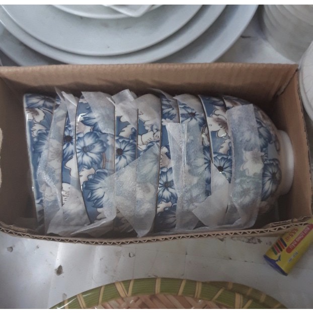 Bộ 10 bát con ăn cơm Hoa xanh lam