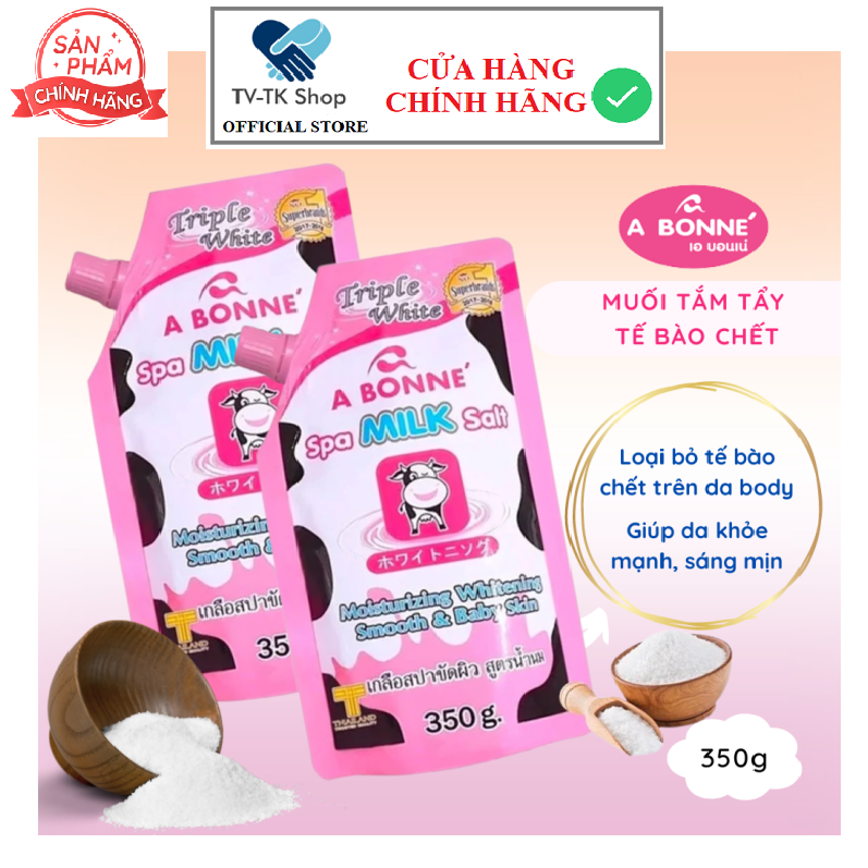 Bộ 2 Bịch Muối Tắm Sữa Bò Tẩy Tế Bào Chết A Bonne Spa Milk Salt Thái Lan 350g - Mẫu mới