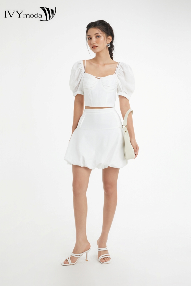 Set áo croptop và chân váy bí ngô ivy moda ms 16b9389