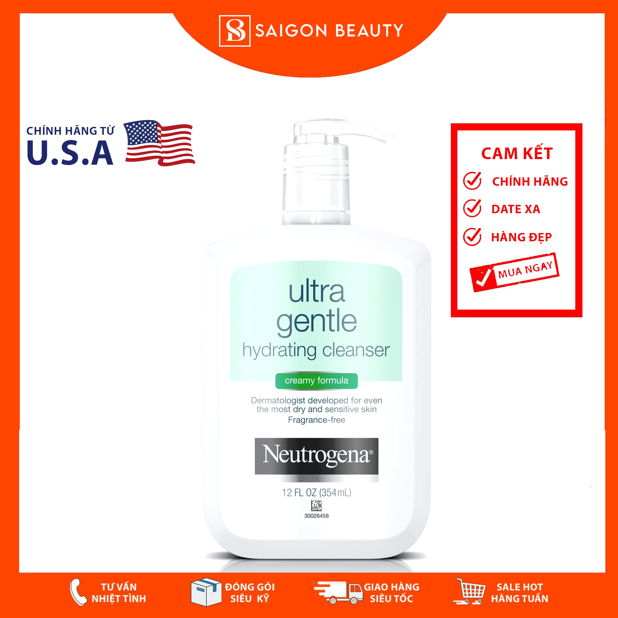 Sữa rửa mặt Neutrogena Ultra Gentle Hydrating (354mL)