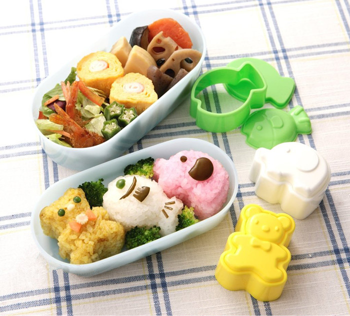 Bộ 3 khuôn ép cơm bento hình gấu, voi, cá
