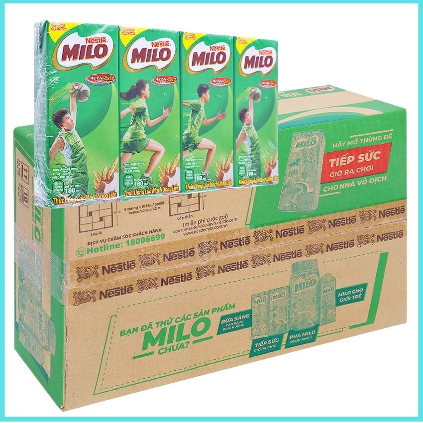 [HCM] Sữa Milo Lốc 4 hộp thức uống lúa mạch Milo Active Go 180ml MSMLO1