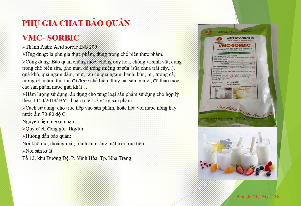 Bảo quản MỨT HOA QUẢ VMC Sorbic