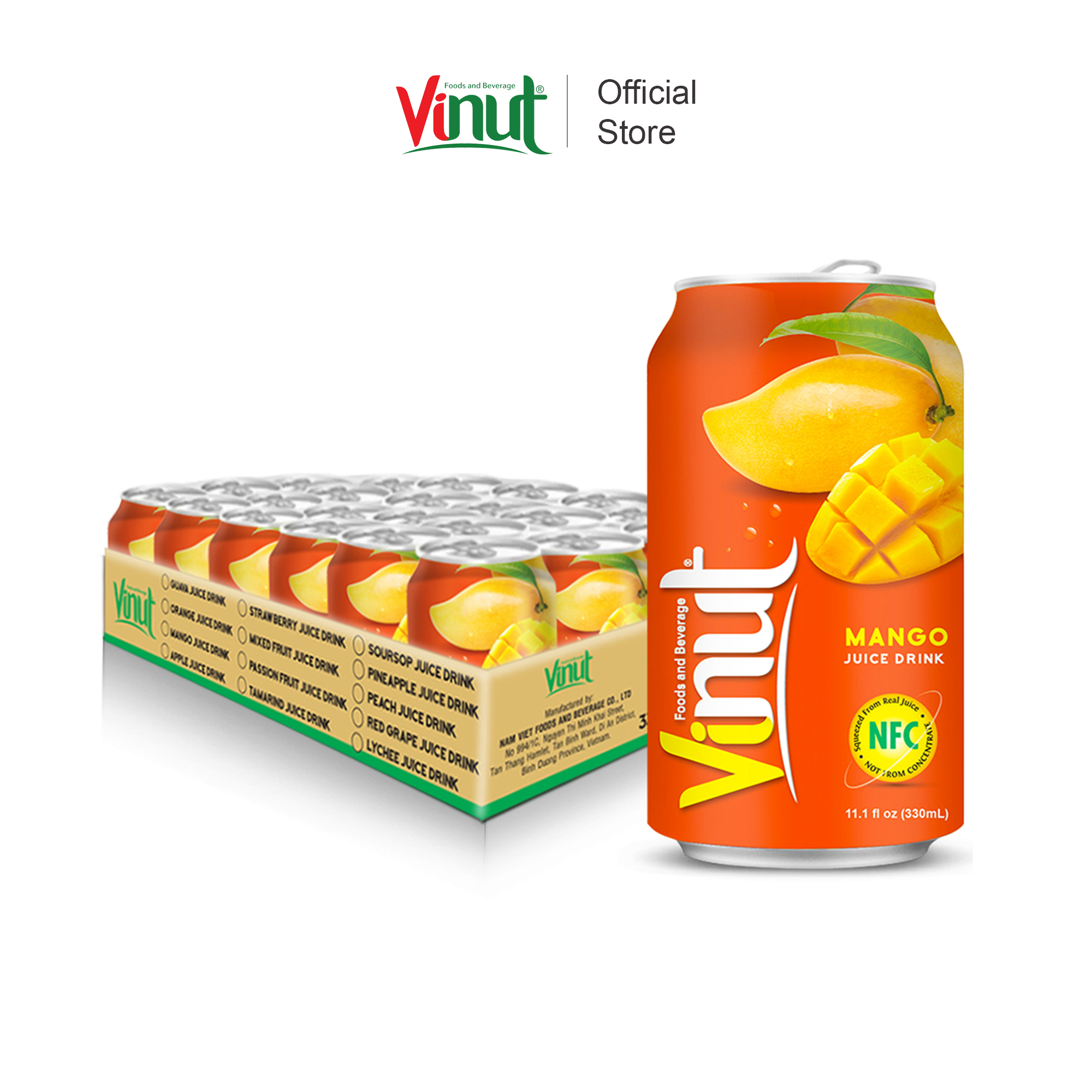 [KHAY 24 LON] Nước Ép Xoài Vinut 330ml