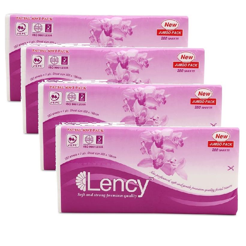 Combo 4 gói Khăn giấy lụa Lency 180 tờ ( 3 lớp )