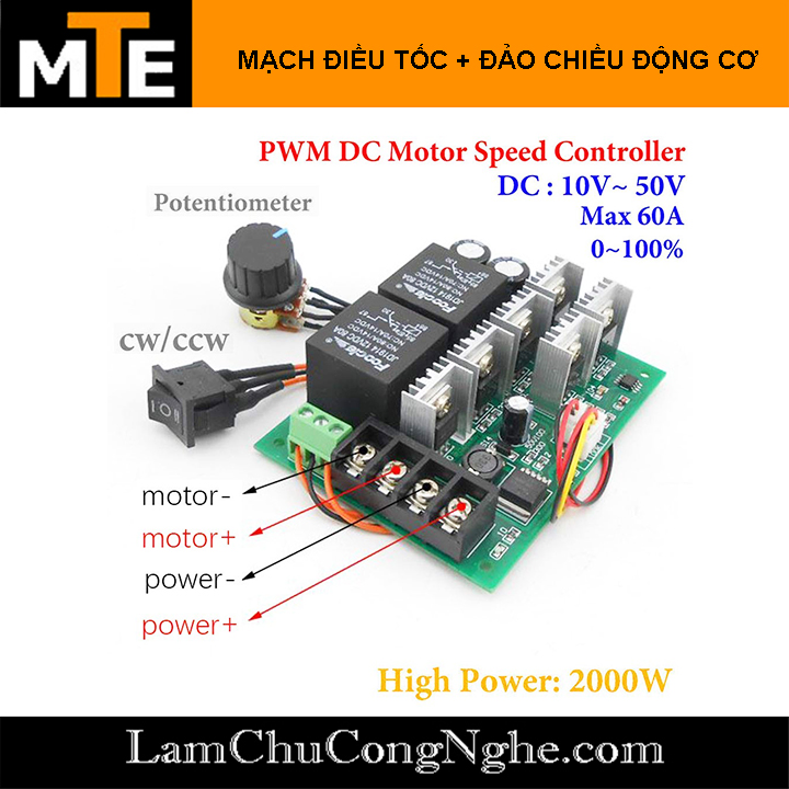Mạch điều khiển tốc độ và đảo chiều động cơ DC 9-50V 40a