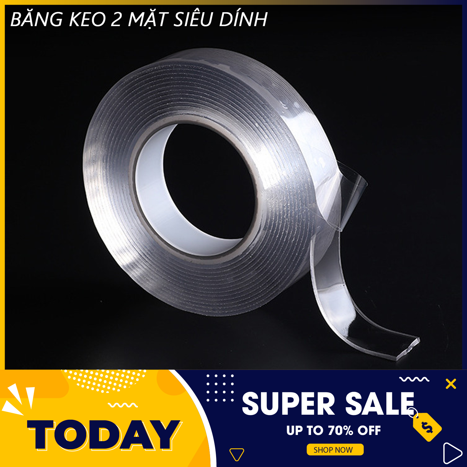 Băng dính trong suốt 2 mặt - Băng keo 2 mặt siêu dính loại 3m - Băng keo 2 mặt trong suốt siêu dính loại 3m trong suốt Grip Tape - băng keo NANO 2 mặt siêu dính, băng keo chống dò rỉ Loại 3cm