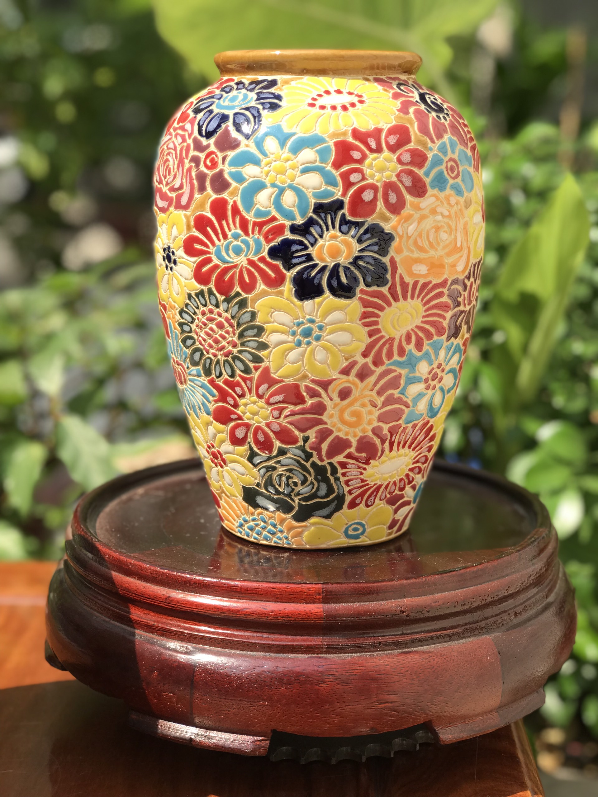 Bình bách hoa và dây lá gốm sứ biên hòa 22cm