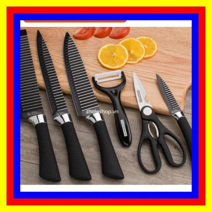Bộ dao nhà bếp 👉 SALE30% 👈Bộ dao 6 món hình sọc EVERRICH làm bằng chất liệu thép không gỉ, cao cấp 8731