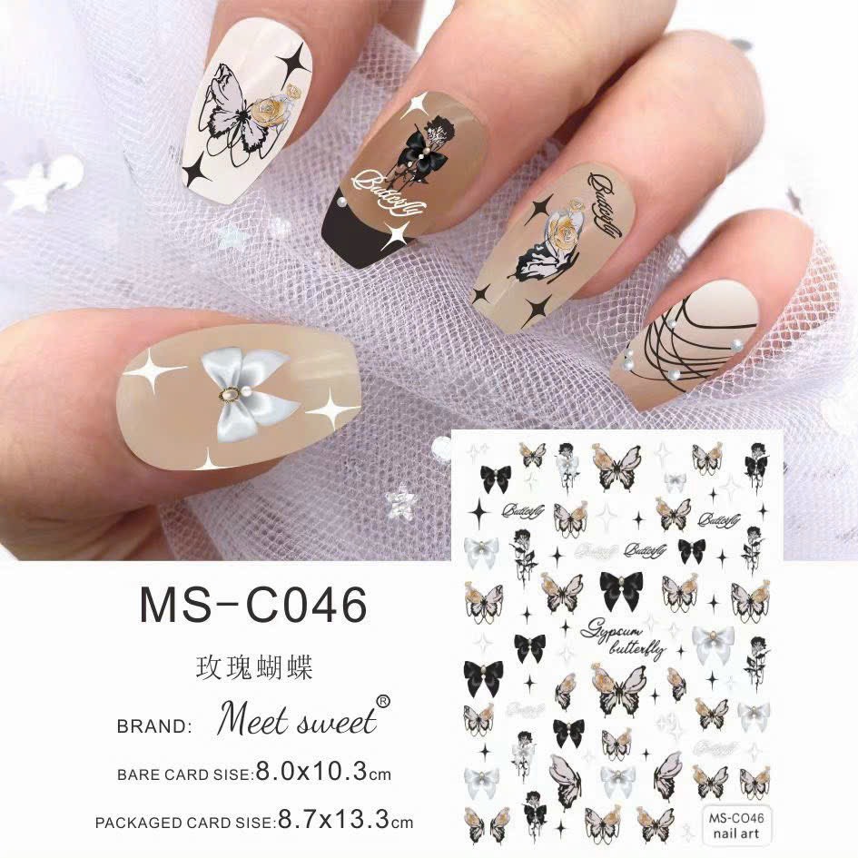 Sticker mẫu bướm 3d miếng dán móng tay nail