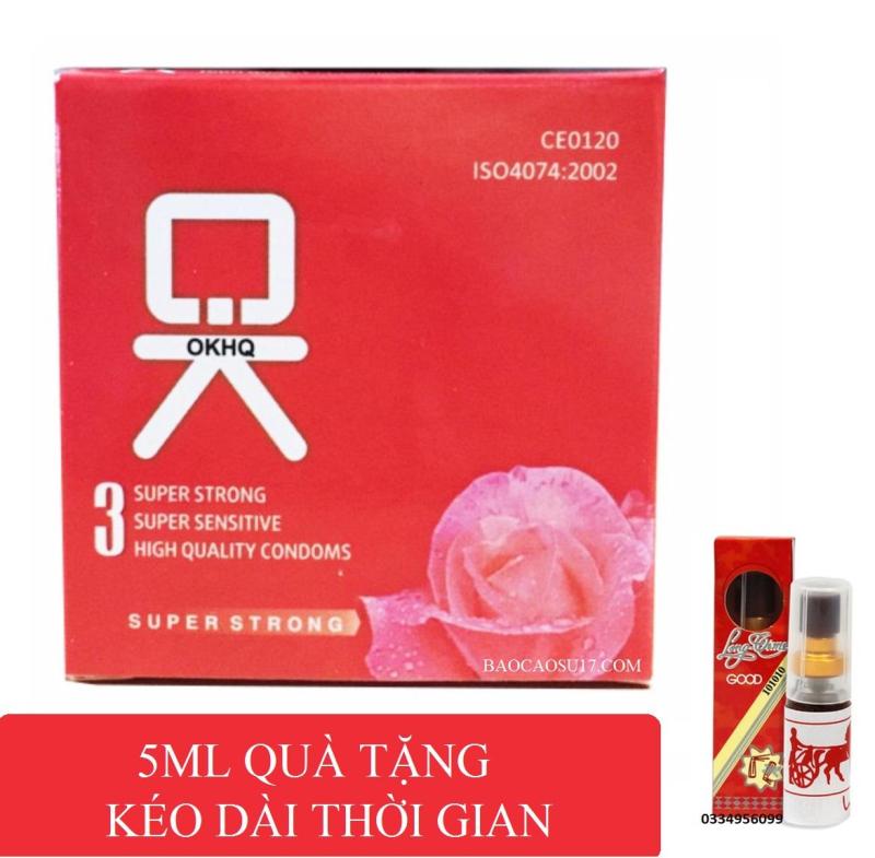 Bộ 1 hộp BCS OK tặng 1 Chai xịt Longtime đỏ kéo dài thời gian 5ml