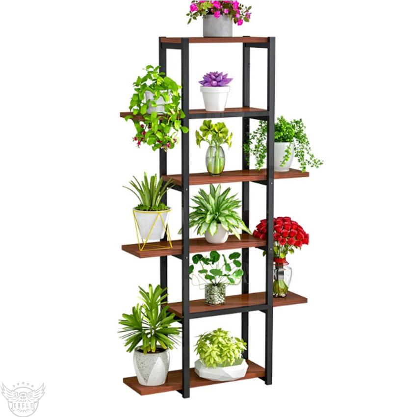 Kệ trang trí gỗ khung sắt tĩnh điện 6 tầng