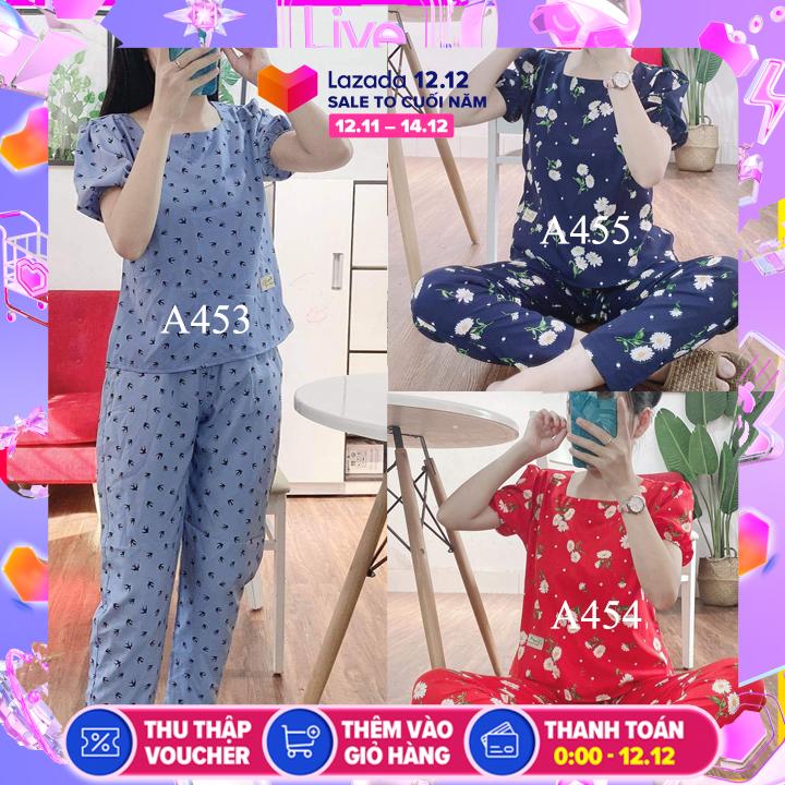 Đồ bộ mặc nhà, mặc sau sinh cổ vuông vải LỤA mềm mịn