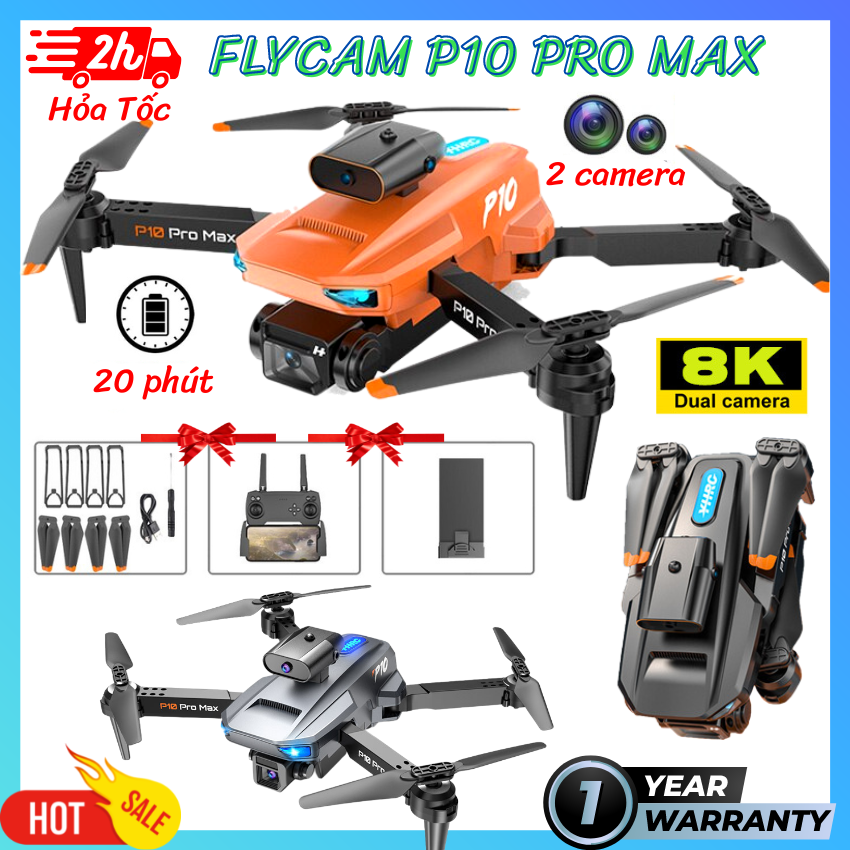Fly cam Giá Rẻ, Flaycam Drone P10 Pro Max, Máy Bay Điều Khiển Từ Xa 4 Cánh