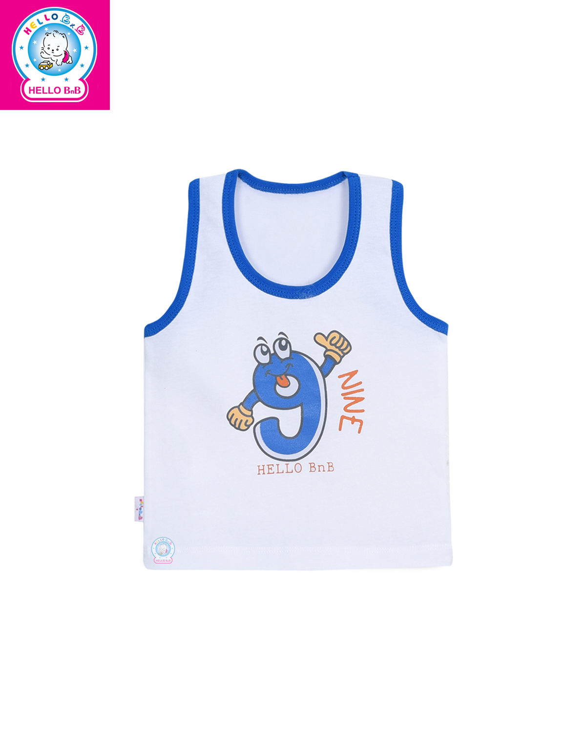 Áo 3 lỗ trắng HELLO BB AL0022 (Viền màu & Hình in ngẫu nhiên)