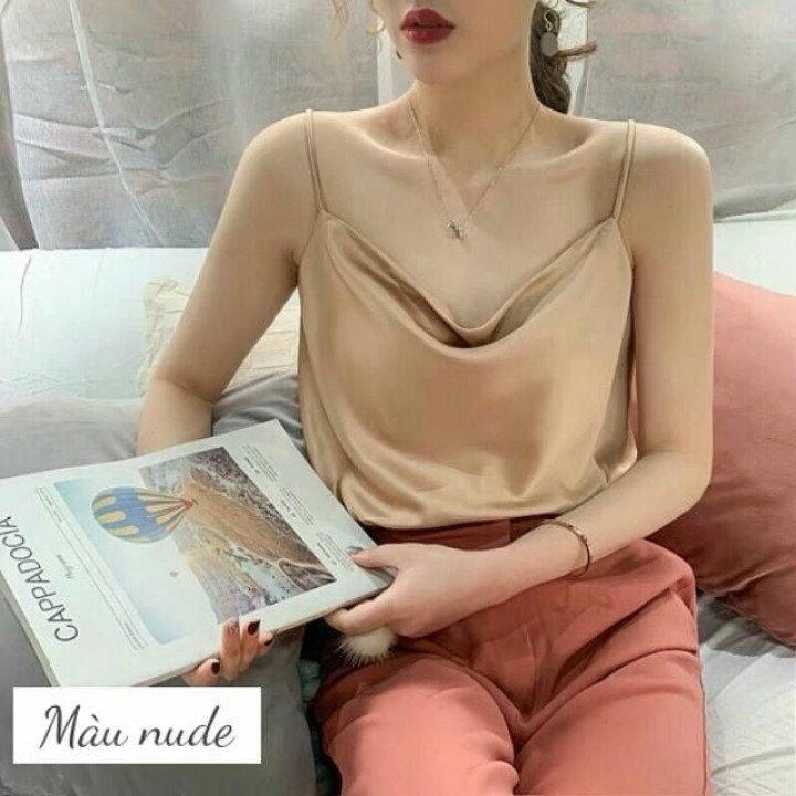 ÁO 2 DÂY CỔ ĐỔ LỤA SATIN ĐẸP