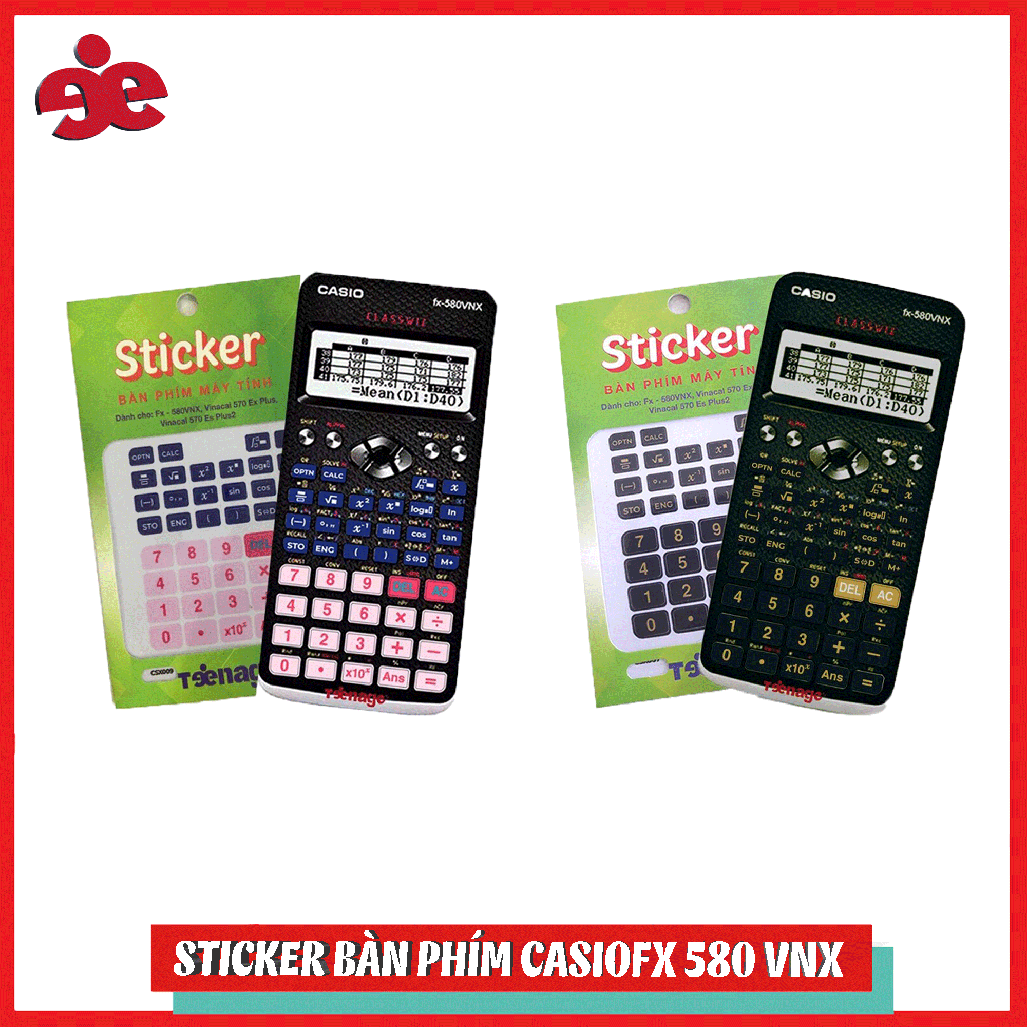Bộ 2 sticker bàn phím CasioFx 580 VNX