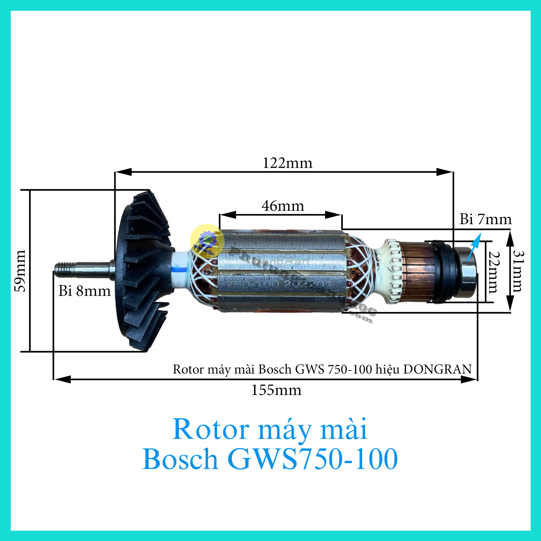 Rotor máy mài bosch gws 750-100 hoặc gws 750-125 hiệu dongran 100% dây đồng