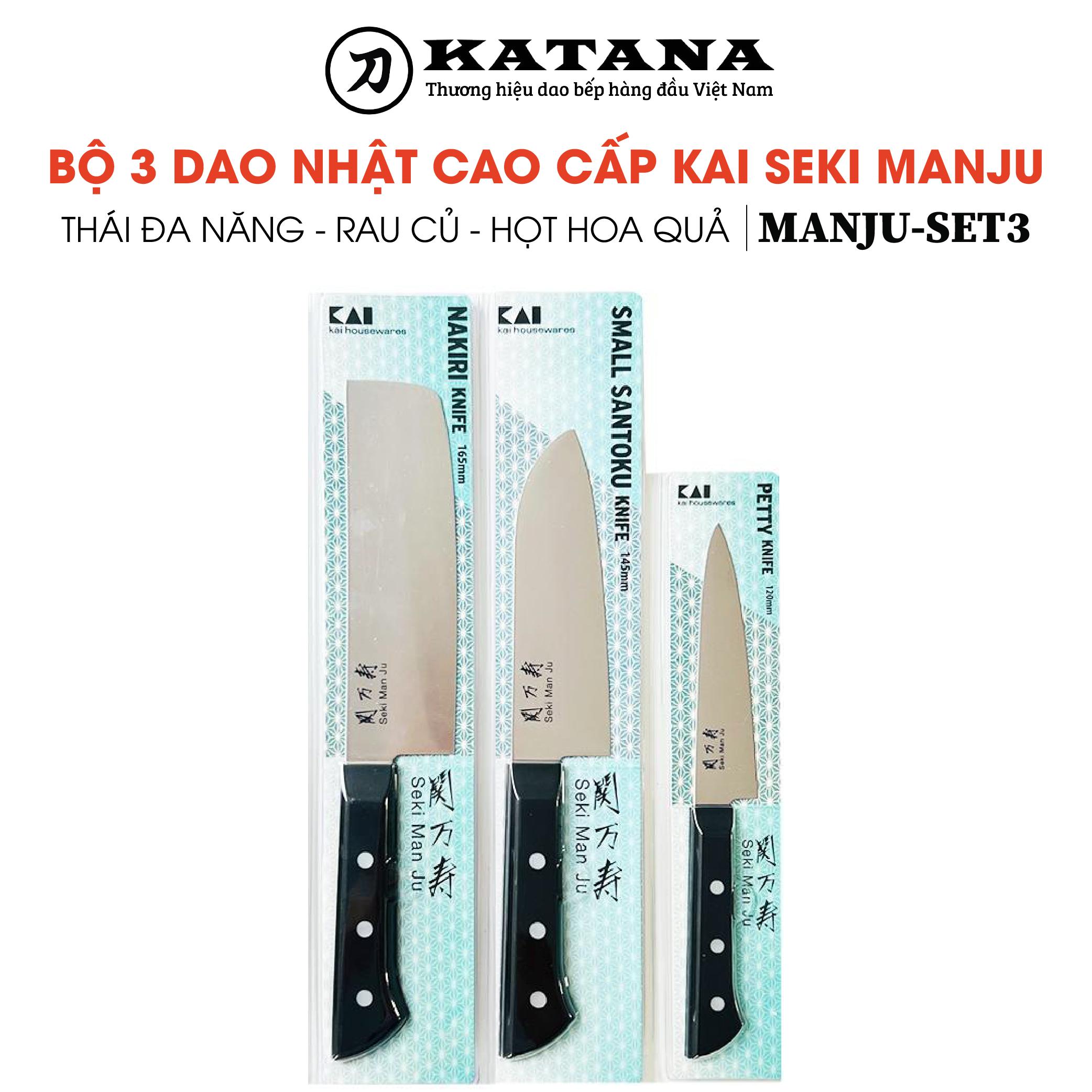 Bộ 3 dao nhật cao cấp kai seki manju - thái đa năng - rau củ - gọt hoa quả manju-set3