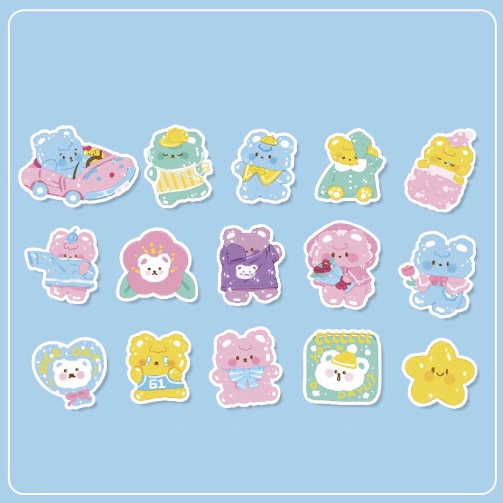 Bộ 45 hình dán sticker Động Vật dễ thương trang trí sổ tay DIY
