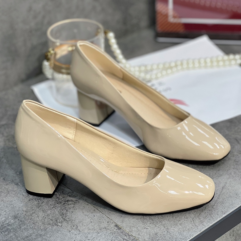 Min's shoes - giày gót vuông da mềm cao cấp v237