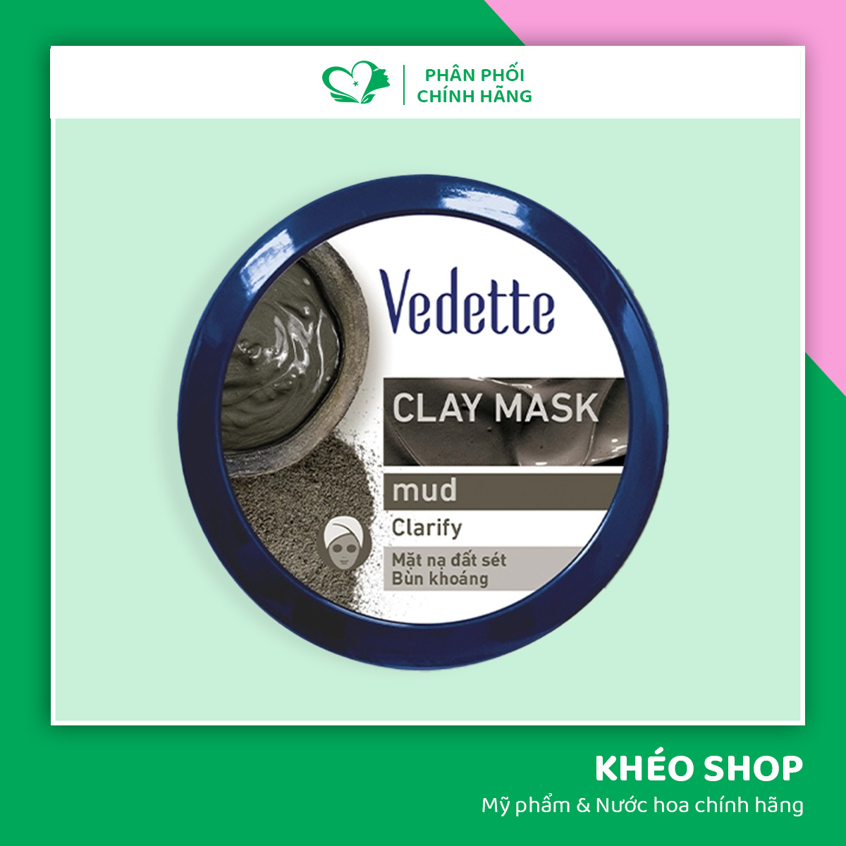 Mặt Nạ Đất Sét Bùn Khoáng Vedette Clay Mask Mud Hút Sạch Bã Nhờn - 145g