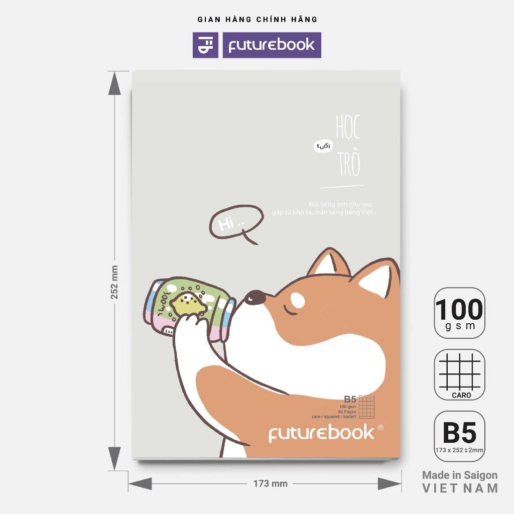 Sổ May Chỉ Tuổi Học Trò B5 Dòng kẻ Caro 100GSM. Phong cách Nhật Bản. VPP FUTUREBOOK. Giao mẫu ngẫu nhiên.