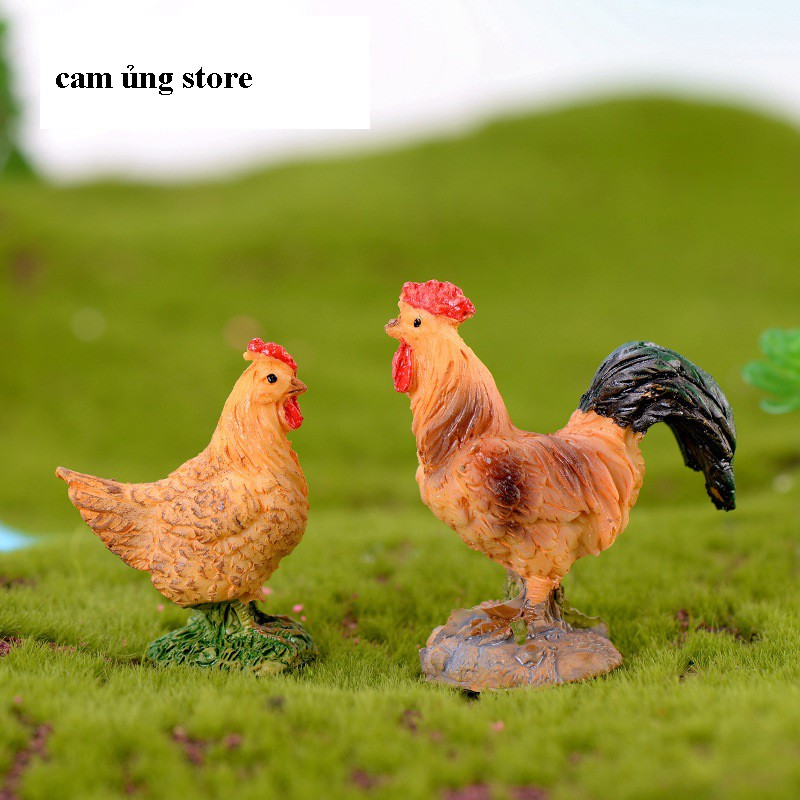 Mô Hình Gà Trống Gà Mái Trang Trí Terarium , Bán Cạn, Tiểu Cảnh, Bonsai, Bể Cá Bể Thủy Sinh