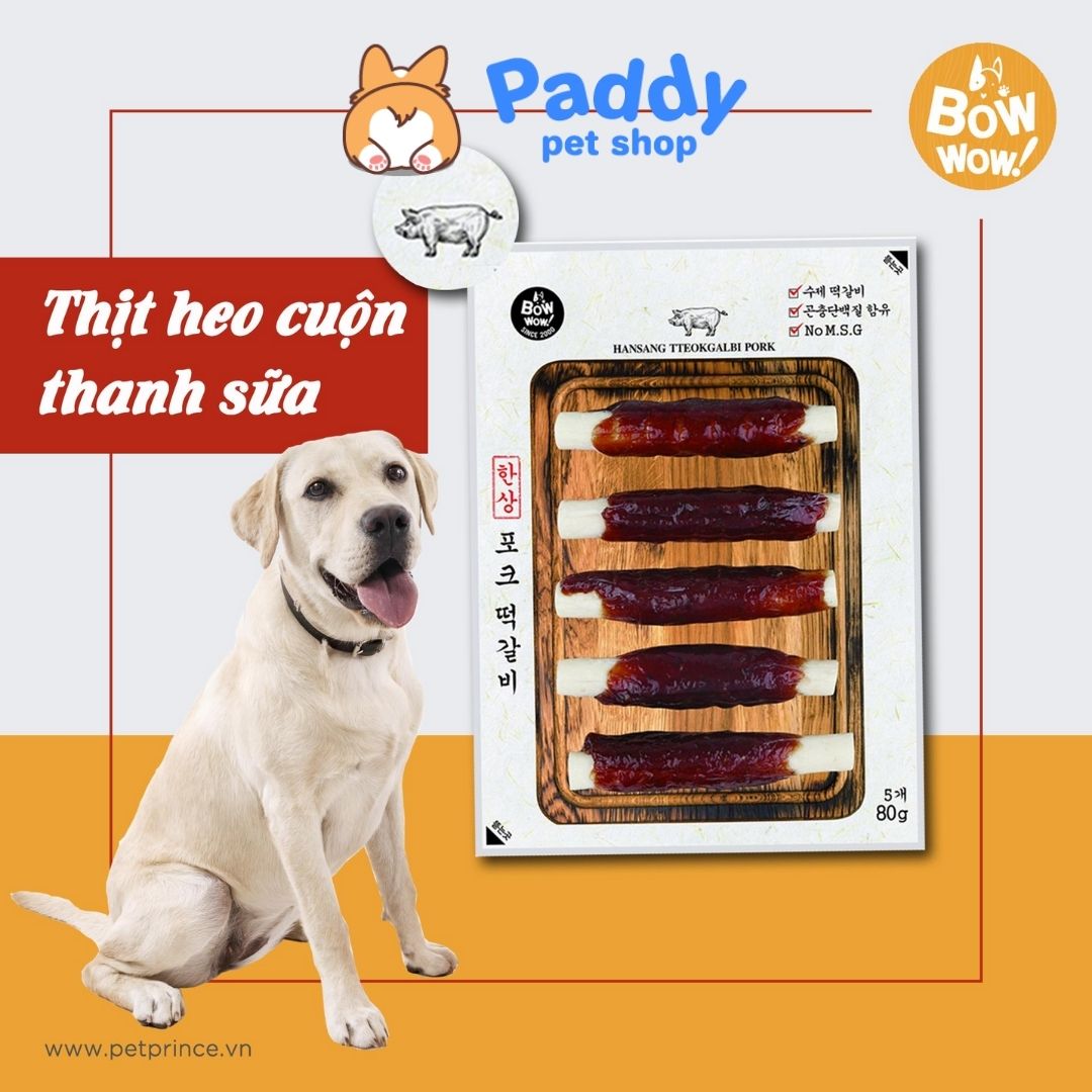 Bánh Thưởng Cho Chó Thịt Cuộn Thanh Sữa BowWow 80g