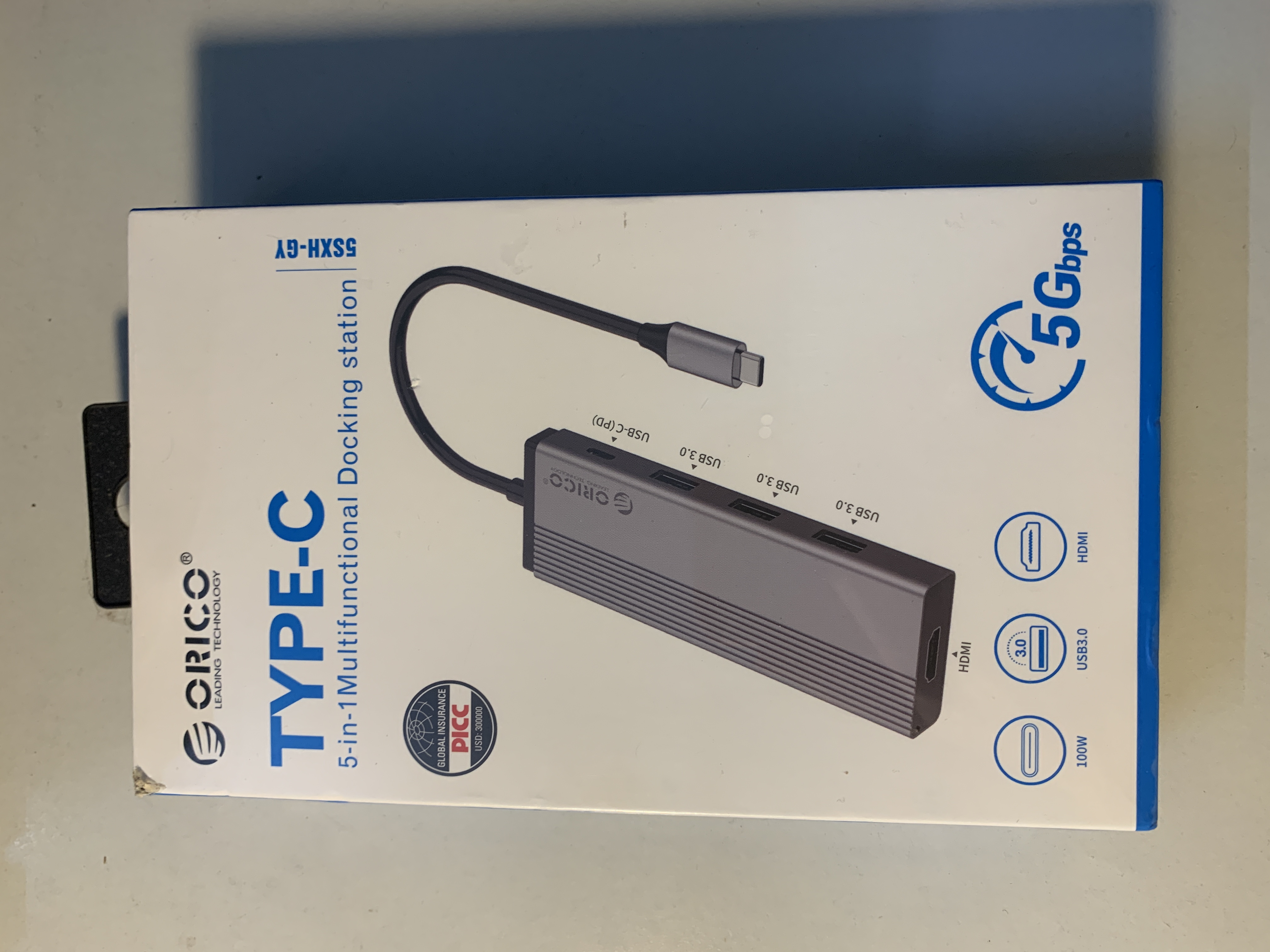 Hub chuyển đổi orico 5 in 1 usb-c sang 4k hdmi pd 100w