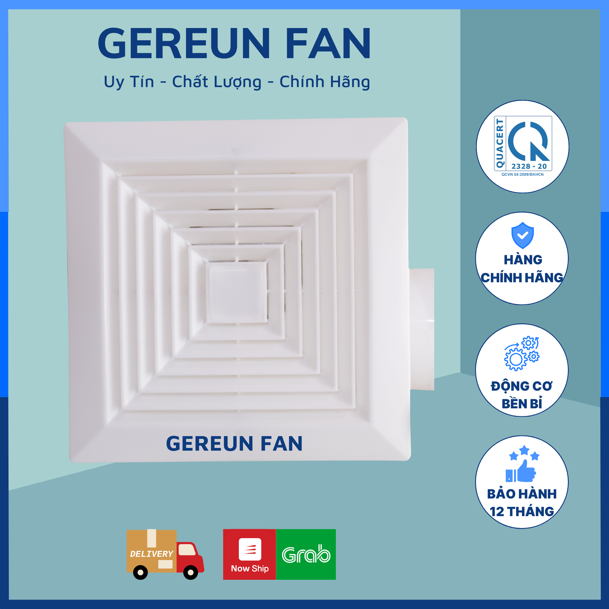 Quạt hút âm trần gereun / quạt thông gió/quạt hút mùi vệ sinh cao cấp không gây tiếng ồn