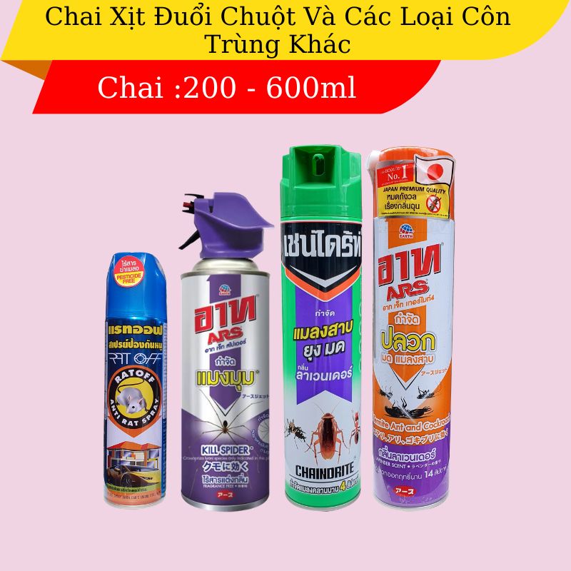 Chai Xịt Chuột Thái Lan - Côn Trùng Mối - Kiến -Gián - Nhện - 200ml- 600ml