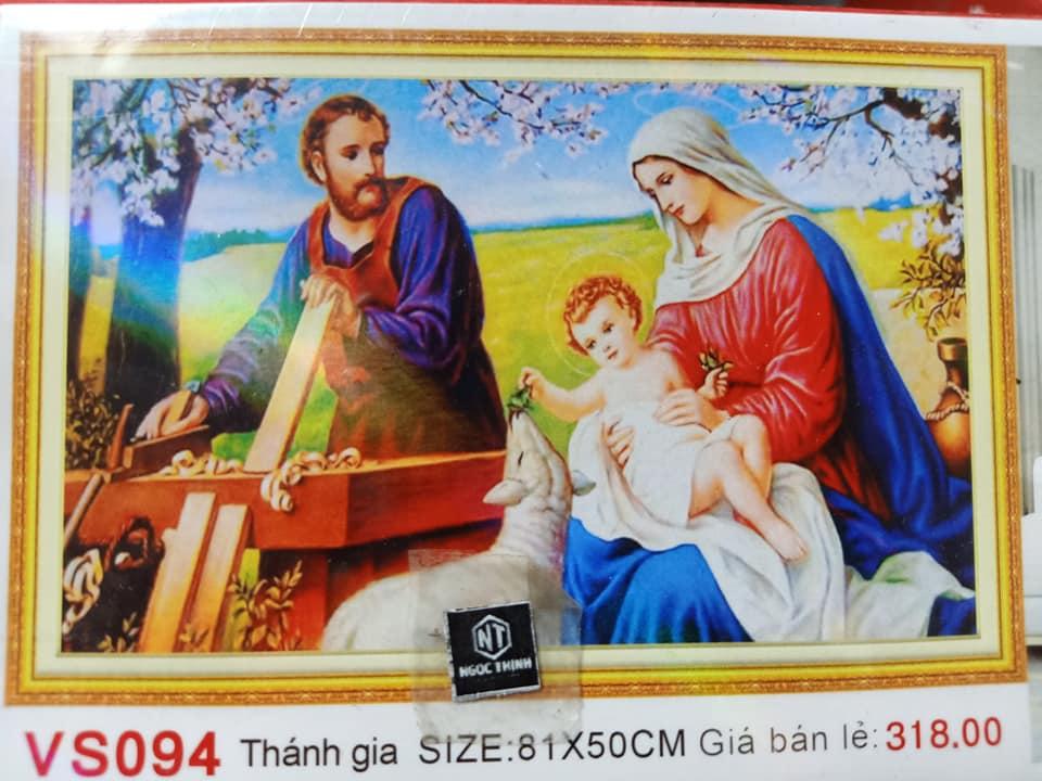 Tranh đính đá cao cấp Gia Đình Chúa- KT: 81x50Cm (Tranh chưa đính có đầy đủ dụng cụ)