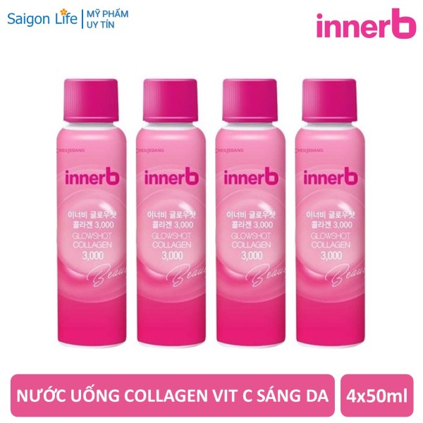 Combo 4 Chai Nước uống Collagen Vitamin C Sáng Da InnerB Glowshot Collagen 3000 (50ml x 4)