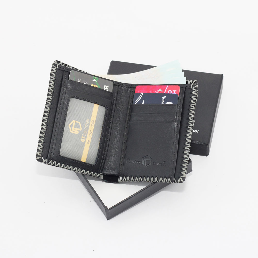 Ví đứng da bò AT Leather ATMV-02 - Viền may thủ công