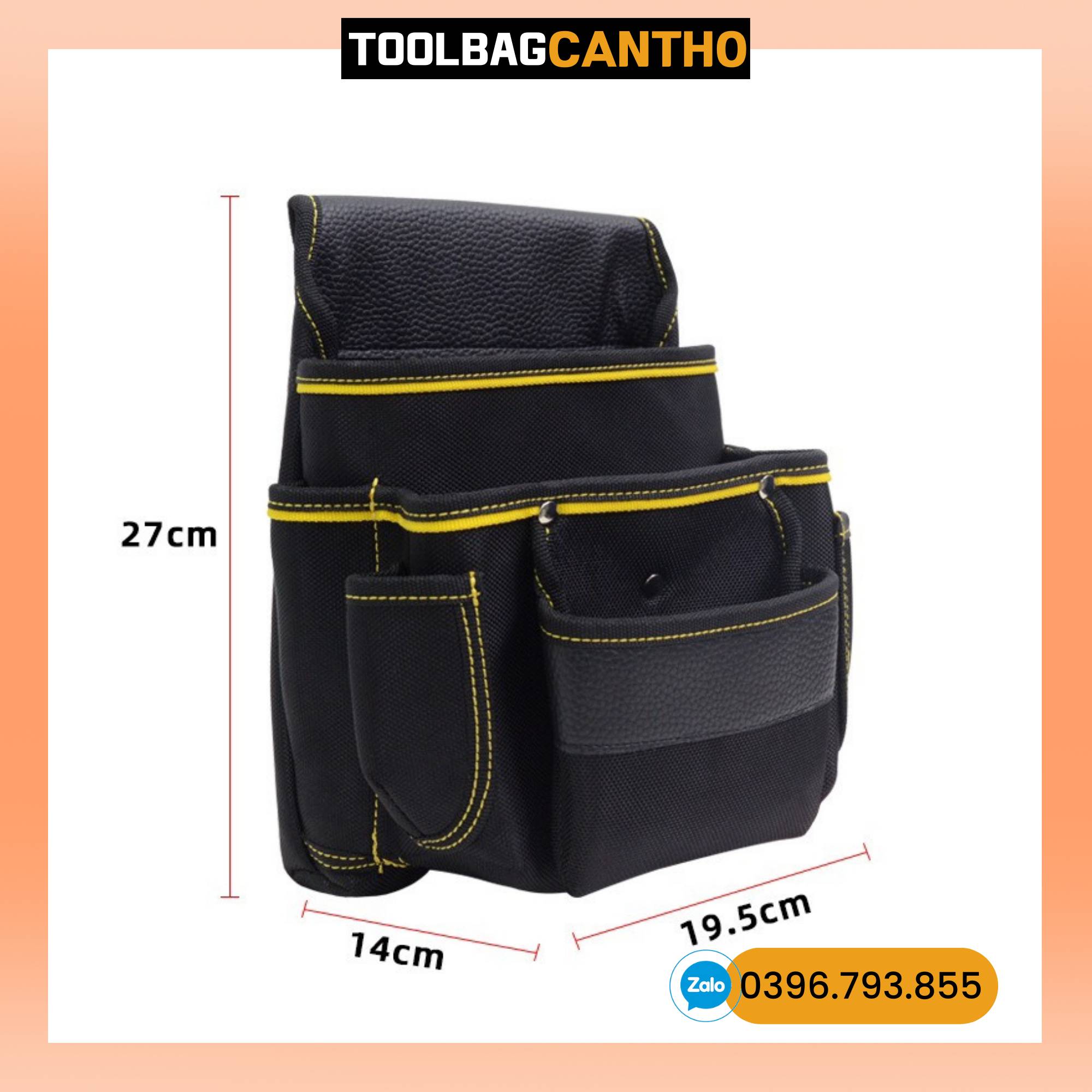 Túi đeo đồ nghề 3 ngăn viền vàng