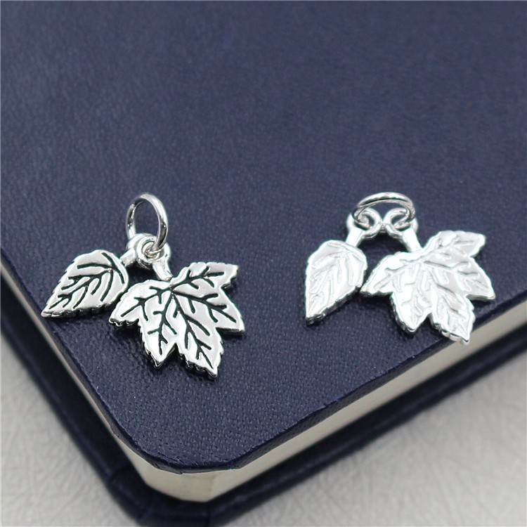Charm móc treo lá cây kép - charm bạc 925 - mã ca195 cb300