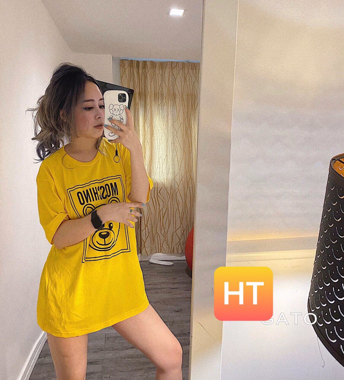 Áo phông gấu moschino in 3D chất tici HT8205