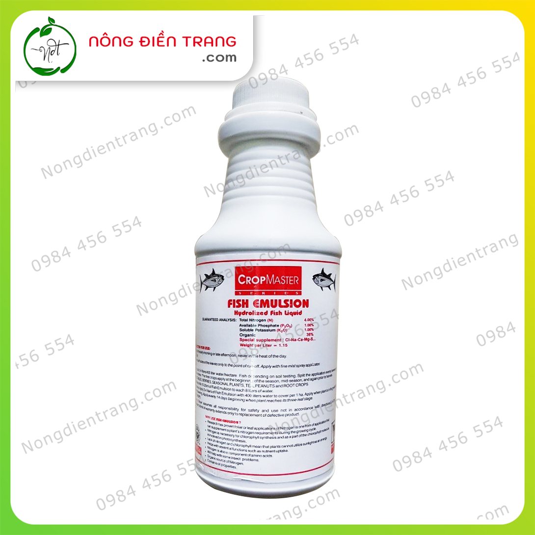 Phân Bón Đạm Cá Cô Đặc Fish Emulsion - Chai 250ml - Nhập khẩu Mỹ, Hiệu Quả Mạnh, Giúp cây lớn nhanh, lá xanh dày VTNN Nông Điền Trang