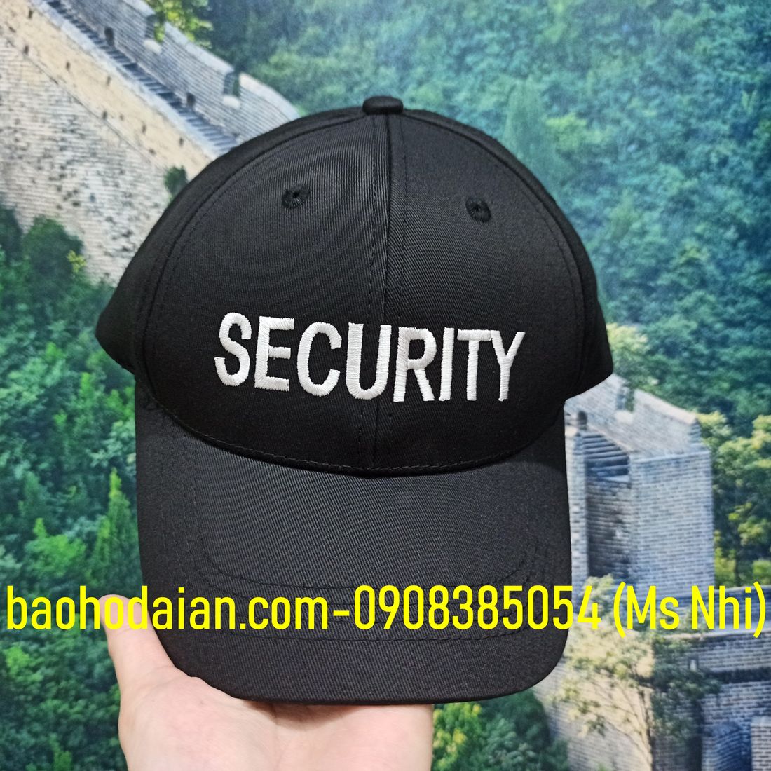 Nón kết màu đen thêu logo SECURITY kiểu dáng đẹp- Hình thật