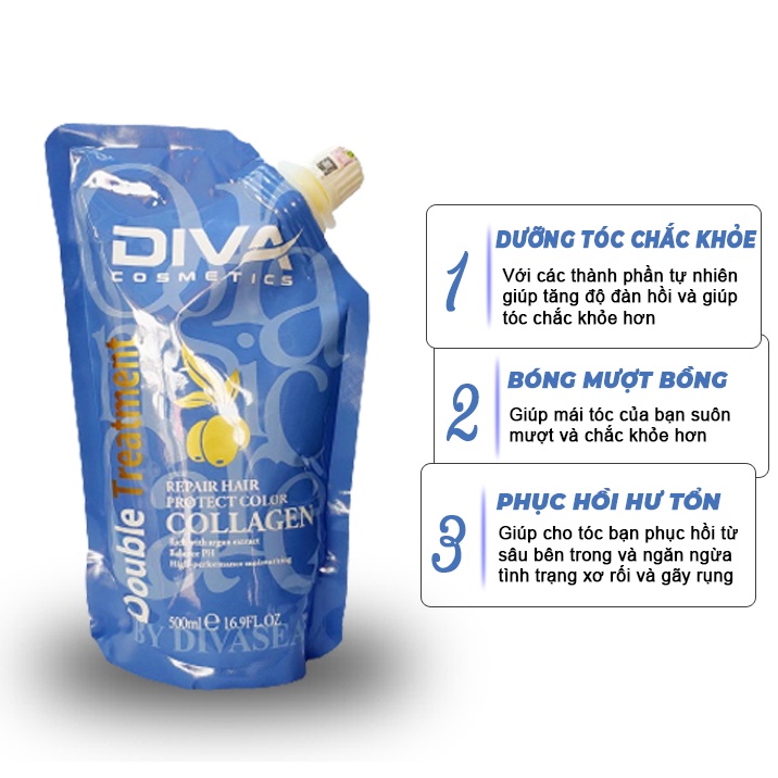 Kem ủ tóc COLLAGEN DIVA 500ml - Hấp tóc phục hồi hư tổn HUẾ STORE