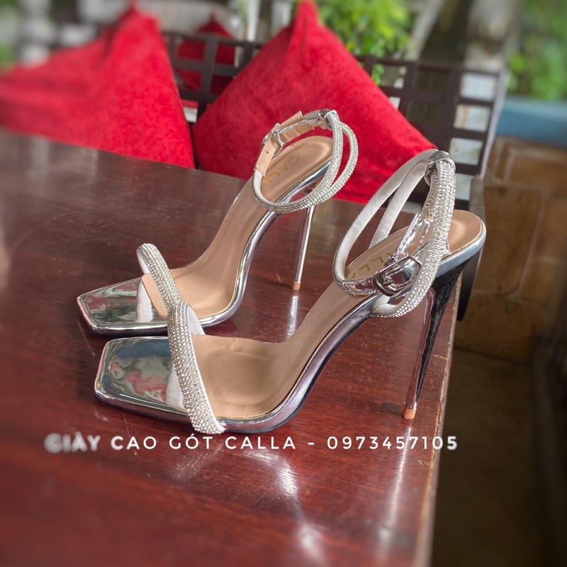 sandal đính đá đủ màu (đen, đỏ, nude, bạc) cao 7cm đến 12cm