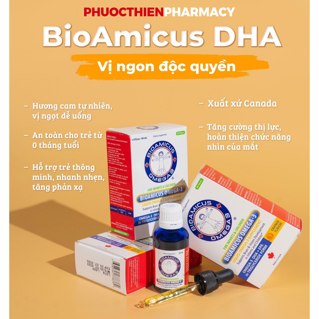Bổ sung DHA cho bé Bioamicus DHA Omega 3 lọ 30ml