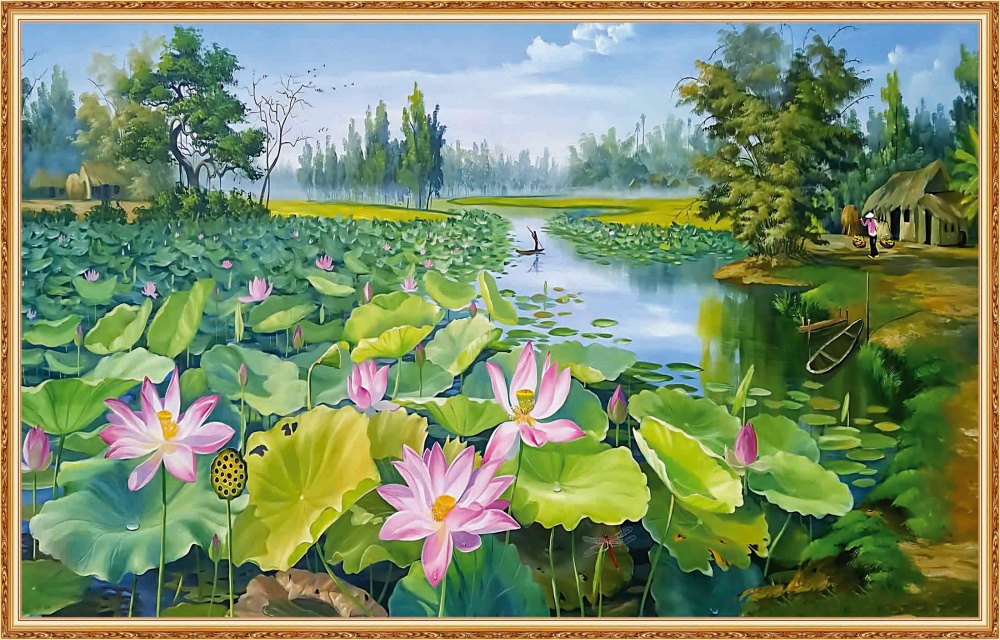 Tranh dán tường 3d đồng quê
