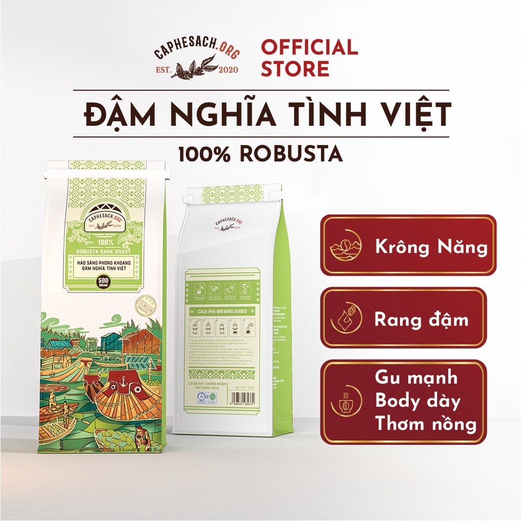 Cà Phê 100% Robusta Honey Nguyên Chất | Rang Đậm | Vị Chocolate, body dày, đậm đà | Pha cà phê sữa
