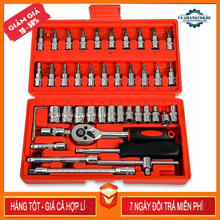 Bộ dụng cụ 46 chi tiết mở bu lông ốc vít, bộ dụng cụ sửa chữa ô tô xe máy, bộ dụng cụ đa năng