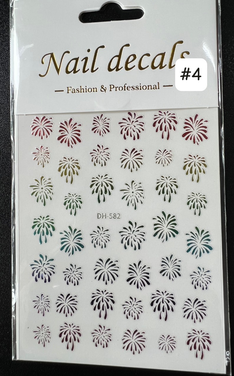 Sticker dán móng tay pháo hoa nail trang trí móng tay nail