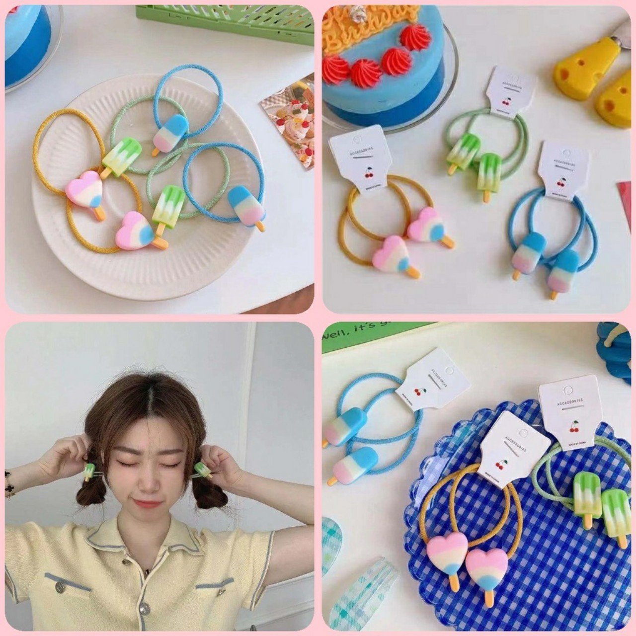 CỘT TÓC SET DÂY CỘT ICE CREAM NGỌT NGÀO CHO BÉ