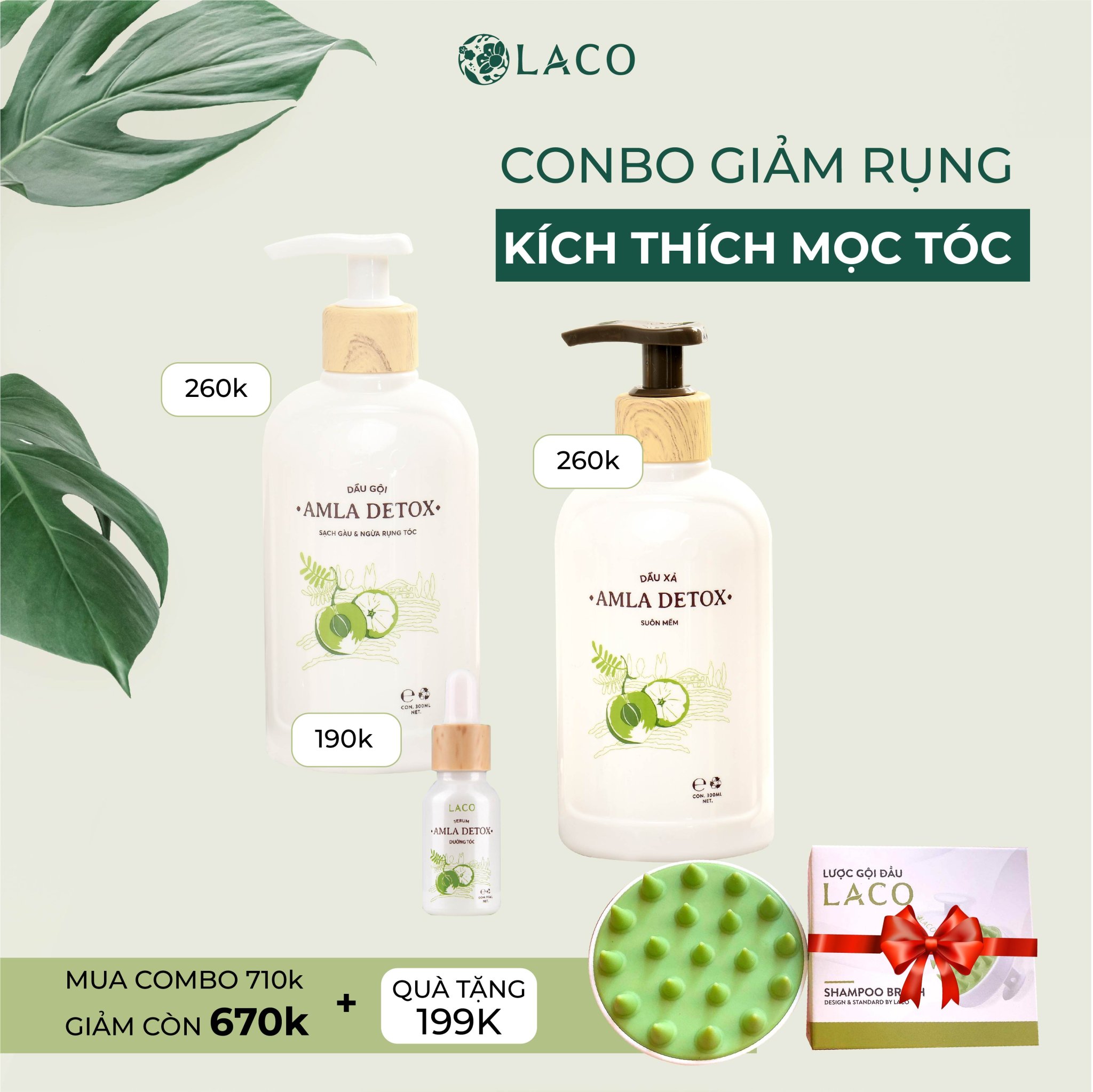Bộ 3 Gội+Xả+serum AmlaDetox [Chính Hãng + Phiếu Bảo Hành 10 triệu]