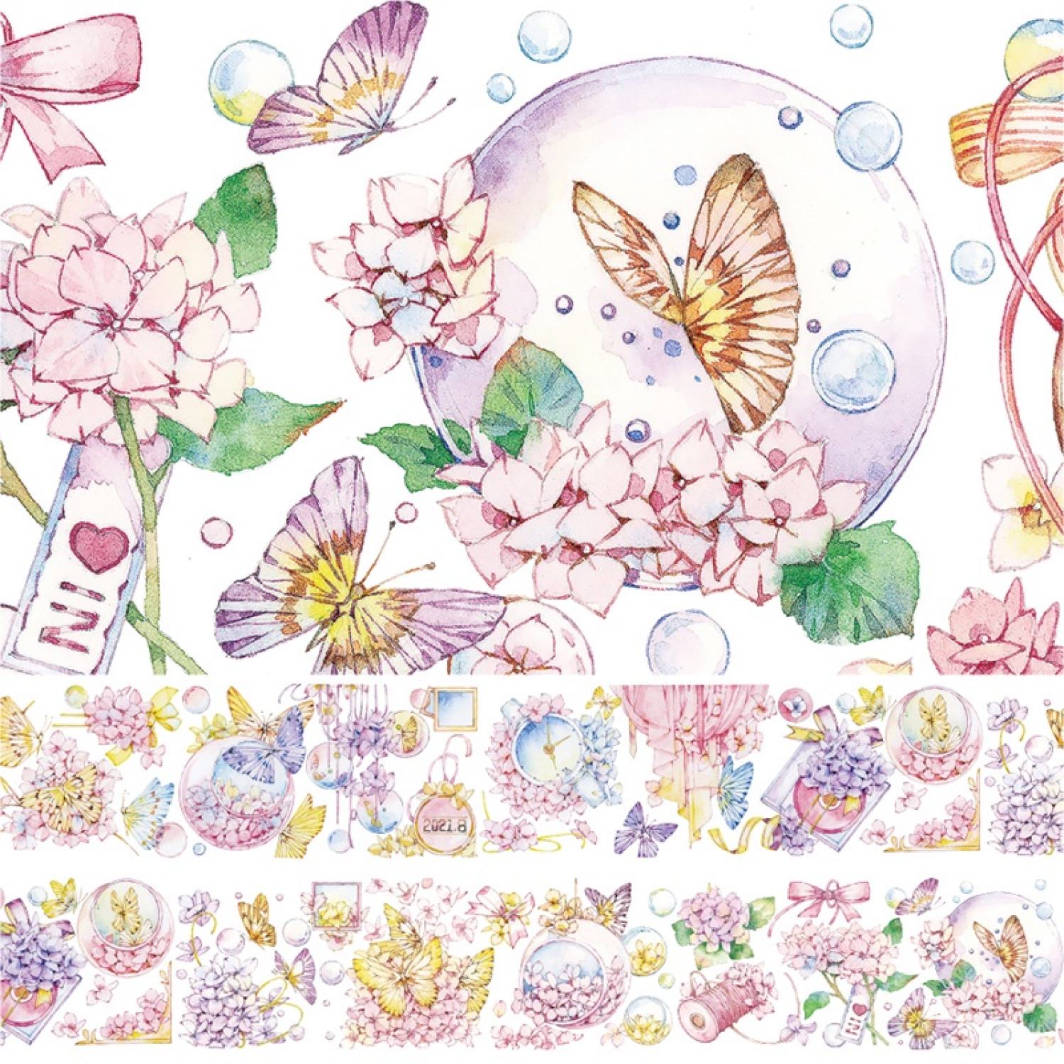 [chiết] washi tape hoa cẩm tú cầu
